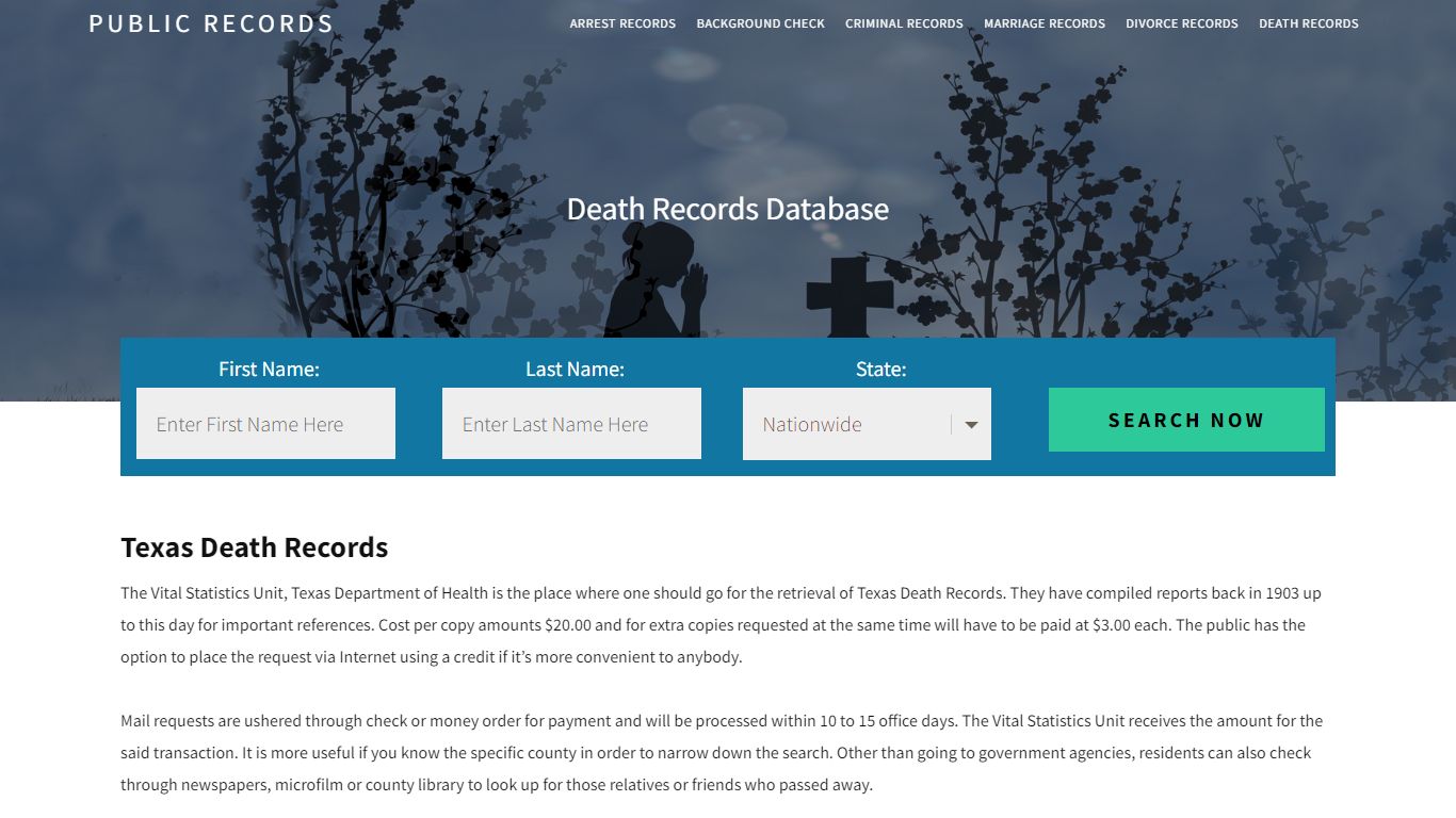 Texas Death Records | Enter Name and Search. 14Days Free - Public Records